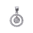 White Gold Sweet 15 AÃ±os Quinceanera CZ Round Pendant Necklace