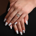 .925 Sterling Silver Cubic Zirconia Heart 15 Años Flower Quinceañera Filigree Ring - Model Photo