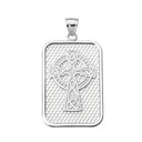 White Gold Trinity Knot Celtic Cross Pendant Necklace