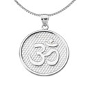 Sterling Silver Om/Ohm Round Pendant Necklace