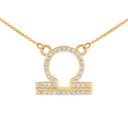 14K Gold Libra Zodiac Sign Diamond Necklace