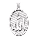 Sterling Silver Allah Oval Pendant Necklace