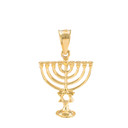 Gold Menorah Pendant with Star of David