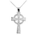 White Gold Celtic Cross Charm Necklace