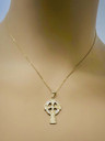 Yellow Gold Diamond Trinity Knot Celtic Cross Pendant Necklace