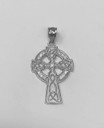 Sterling Silver Diamond Trinity Knot Celtic Cross Pendant Necklace