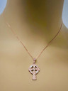 Rose Gold Cubic Zirconia Trinity Knot Celtic Cross Pendant Necklace