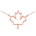 14k Rose Gold Open Design Maple Leaf Charm Necklace