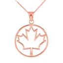 Gold Canadian Maple Leaf Pendant Necklace(Available In Yellow/Rose/White Gold)