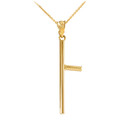 Gold Police Nightstick Baton Pendant Necklace