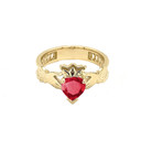 Yellow Gold Lab Created CZ Celtic Design Claddagh Proposal Ring