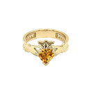 Yellow Gold Lab Created CZ Celtic Design Claddagh Proposal Ring