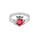 White Gold Birthstone CZ Claddagh Proposal Ring