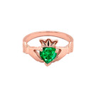 Rose Gold Birthstone CZ Claddagh Proposal Ring