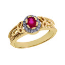 Yellow Gold 0.25 Carat Ruby and Diamond Trinity Knot Ladies Proposal Ring