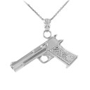 Solid Gold Pistol Gun Pendant Necklace  (Available in Yellow/Rose/White Gold)