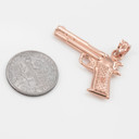 Solid Rose Gold Pistol Gun Pendant Necklace