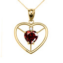 Gold Heart Cubic Zirconia Birthstone Pendant Necklace