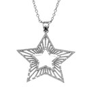 Sterling Silver Diamond Cut Star Pendant Necklace