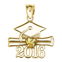 Yellow Gold Heart November Birthstone Yellow Cz Class of 2016 Graduation Pendant Necklace