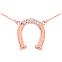 14k Rose Gold Lucky Horseshoe Necklace with Diamonds