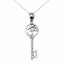 Sterling Silver Om/Ohm Key Pendant Necklace