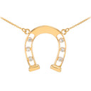 14k Gold Good Luck Horseshoe Necklace with Diamonds