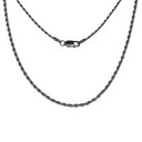 Sterling Silver Antique Vintage Style Classic Black Rope Chain (1.5mm)