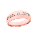 Rose Gold Diamond comfort Fit Men's Wedding Band Ring