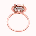 Diamond Halo & Round Cubic Zirconia Center  Micropave Engagement Ring in Rose Gold