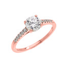 Rose Gold Dainty Proposal CZ (Cubic Zirconia) Solitaire Ring (Micro Pave Setting)