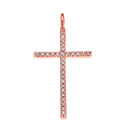 Rose Gold Dainty Cubic Zirconia Cross Pendant Necklace