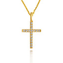 Elegant Yellow Gold Diamond Cross Pendant Necklace