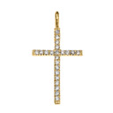 Yellow Gold Cubic Zirconia Fine Cross Pendant Necklace