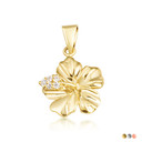 Gold Hibiscus Flower Necklace with Diamonds (Available in Yellow Gold, Rose Gold, White Gold)
