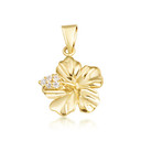 Gold Hibiscus Flower Necklace with Diamonds (Available in Yellow Gold, Rose Gold, White Gold)