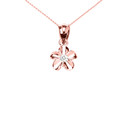 Delicate Rose Gold Hawaiian Plumeria Cubic Zirconia Charm Pendant Necklace