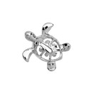 White Gold Hawaiian Honu Sea Turtle Hidden Bail Pendant