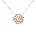 14K Rose Gold 0.5 Carat Diamond Micro-pave Circle (21 mm) Necklace