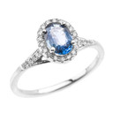 White Gold Halo Solitaire Kanchanaburi Sapphire Proposal Ring