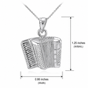 Solid .925 Sterling Silver Music Accordion Pendant Necklace
