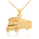 Yellow Gold School Bus Pendant Necklace