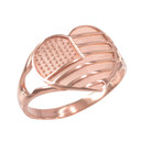 Rose Gold Heart Shaped US American Flag Ring