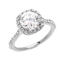 White Gold 3 Carat Cubic Zirconia Halo Engagement Ring