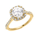 Beautiful Engagement Ring - Dainty 3 Carat Halo CZ Ring in Gold
