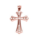 Rose Gold Elegant Diamond Cross Pendant Necklace