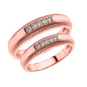 Rose Gold His and Hers Matching Diamond Wedding Bands