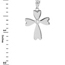 White Gold Solitaire Diamond Heart Cross Pendant Necklace