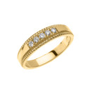 Yellow Gold Elegant Cubic Zirconia Wedding Band Ring For Her