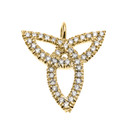 Yellow Gold Celtic Trinity Diamond Pendant Necklace